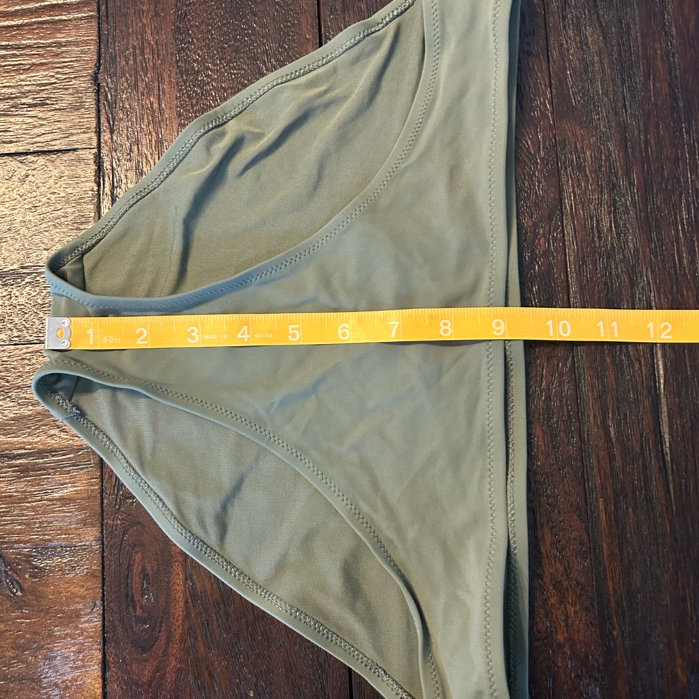 Aerie Wide Strap Scoop Top with Full Coverage Bottoms- Olive Green Bikini - Picture 5 of 12